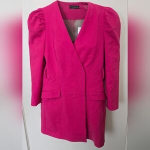 Zara Fuchsia Hot Pink Puff Sleeve Blazer Jacket